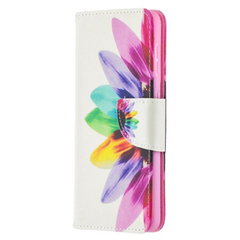 Capa Flip Para Samsung Galaxy S21 5G Flor Aquarela