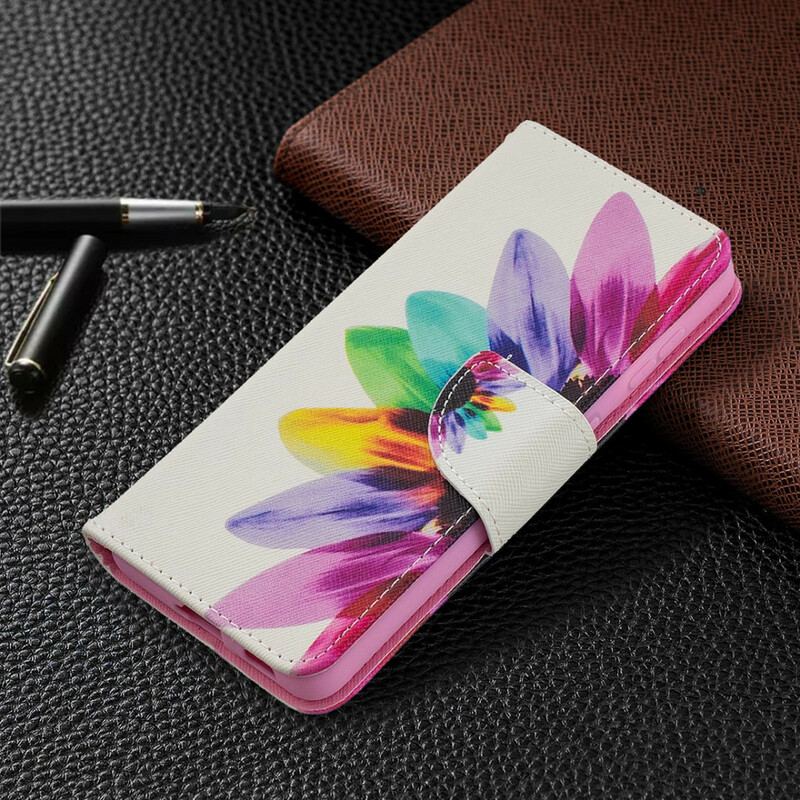 Capa Flip Para Samsung Galaxy S21 5G Flor Aquarela