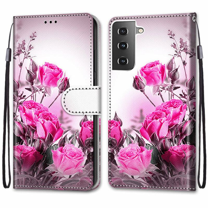 Capa Flip Para Samsung Galaxy S21 5G Flores Mágicas