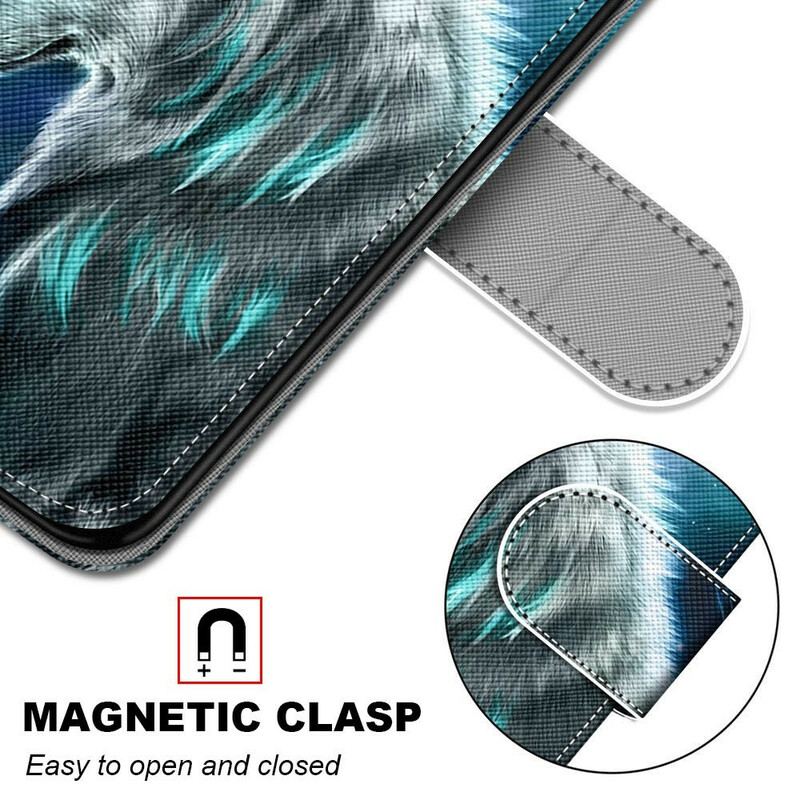 Capa Flip Para Samsung Galaxy S21 5G Lobo Sob Uma Chuva De Estrelas