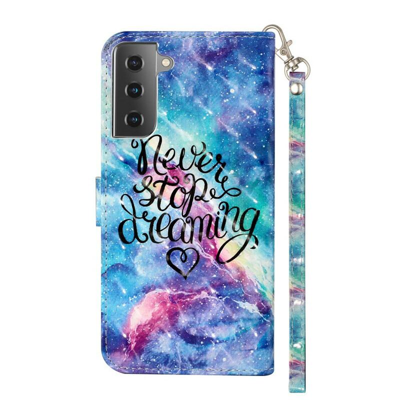 Capa Flip Para Samsung Galaxy S21 5G Nunca Pare Com Cordão