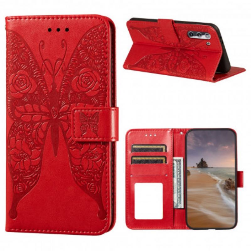 Capa Flip Para Samsung Galaxy S21 5G Padrão De Flor De Borboleta