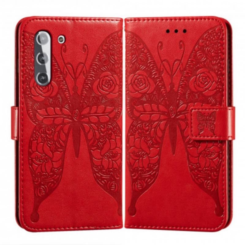 Capa Flip Para Samsung Galaxy S21 5G Padrão De Flor De Borboleta