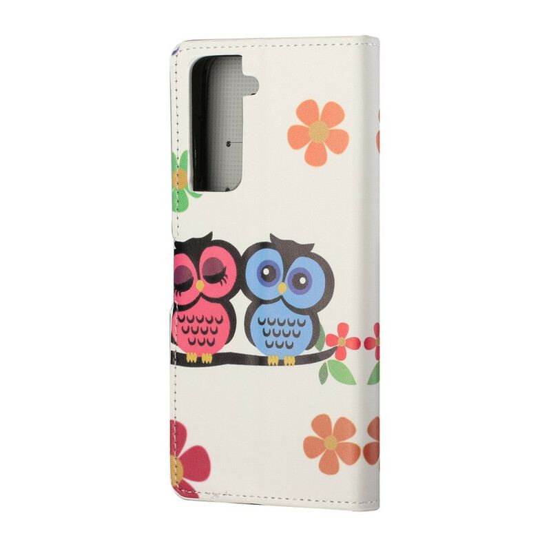 Capa Flip Para Samsung Galaxy S21 5G Par De Corujas