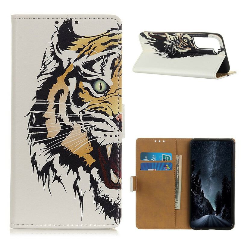 Capa Flip Para Samsung Galaxy S21 5G Tigre Feroz