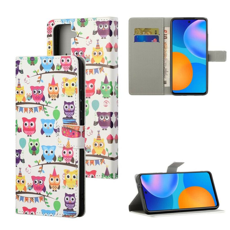 Capa Flip Para Samsung Galaxy S21 5G Várias Corujas