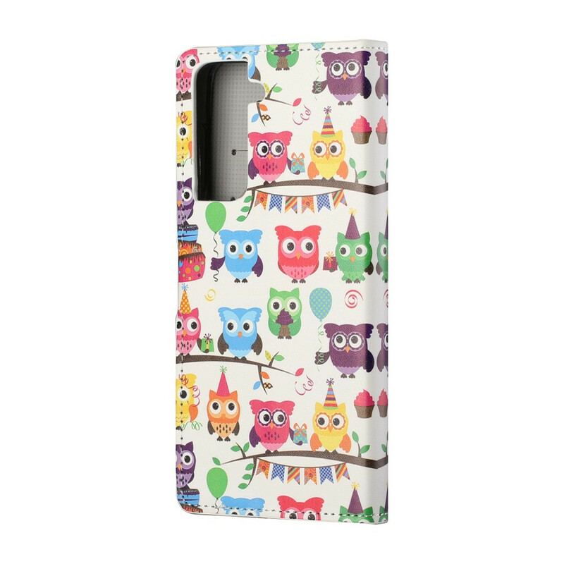 Capa Flip Para Samsung Galaxy S21 5G Várias Corujas