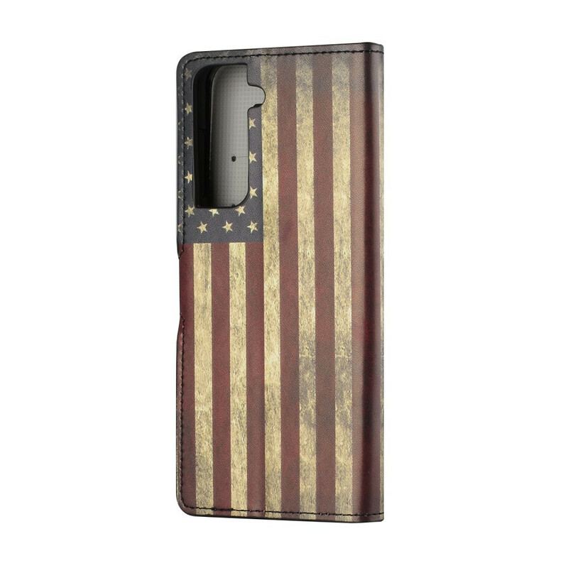 Capa Folio Para Samsung Galaxy S21 5G Bandeira Americana