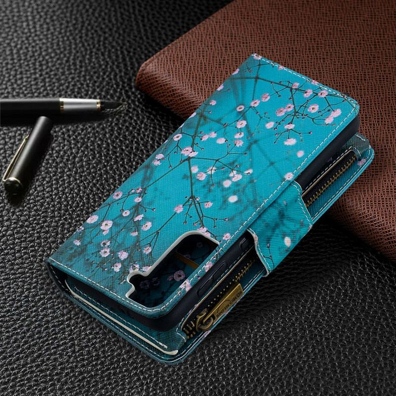 Capa Folio Para Samsung Galaxy S21 5G Bolso De Árvore Com Zíper