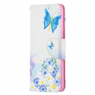 Capa Folio Para Samsung Galaxy S21 5G Borboletas E Flores Pintadas