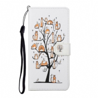 Capa Folio Para Samsung Galaxy S21 5G De Cordão Gatos Divertidos Com Alça