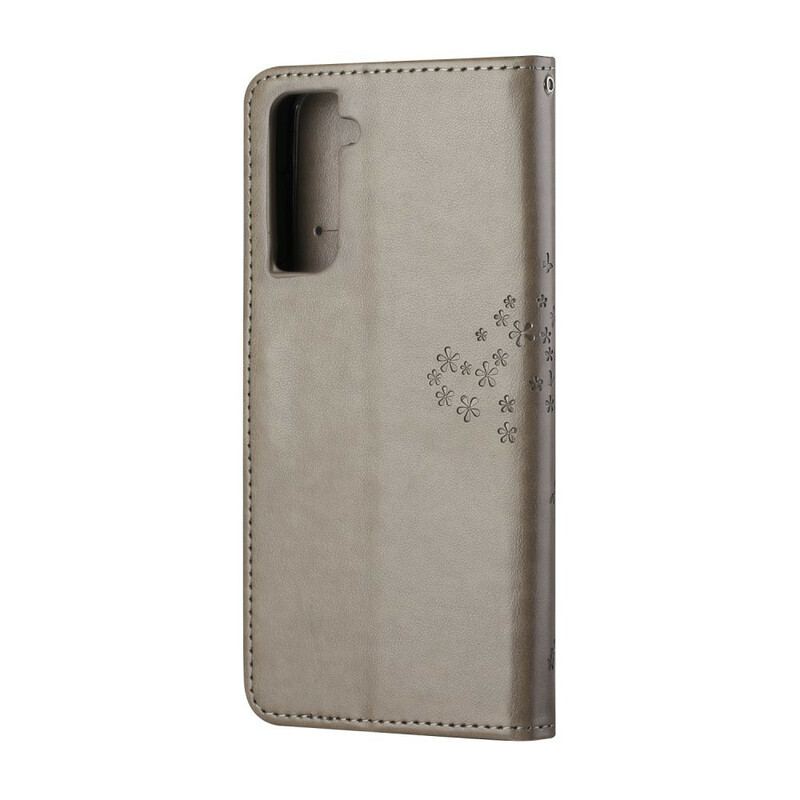 Capa Folio Para Samsung Galaxy S21 5G De Cordão Tanga E Corujas