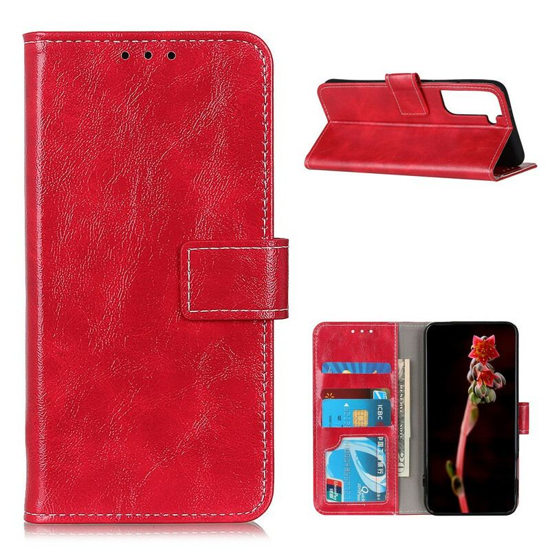 Capa Folio Para Samsung Galaxy S21 5G Costuras Brilhantes E Visíveis