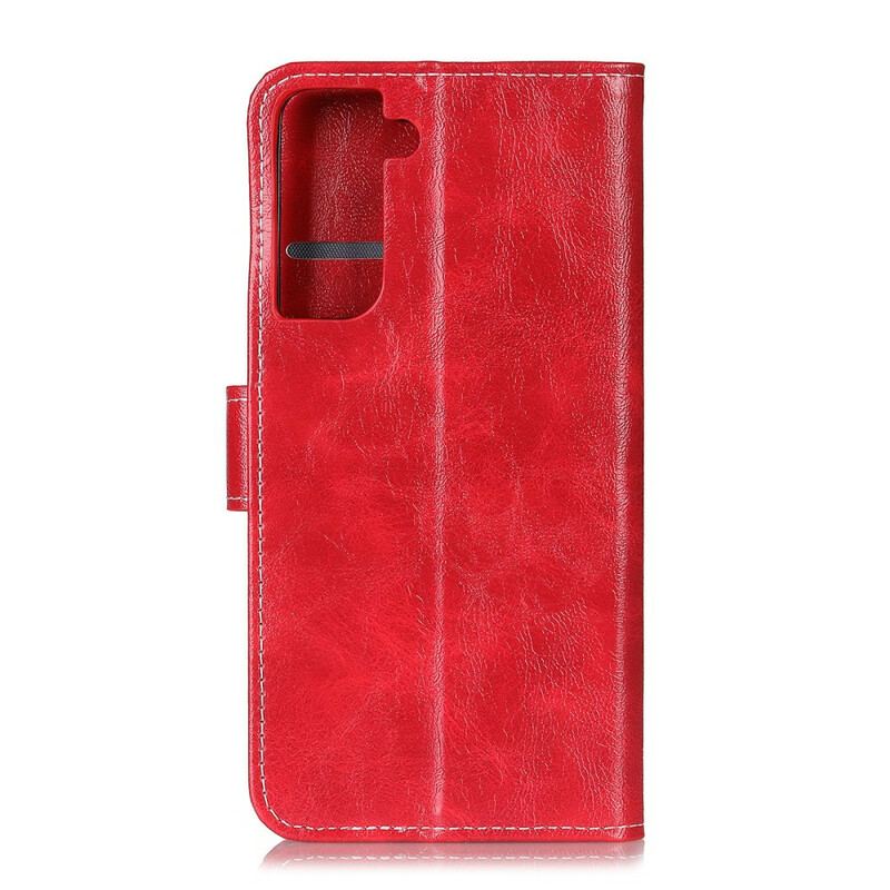 Capa Folio Para Samsung Galaxy S21 5G Costuras Brilhantes E Visíveis