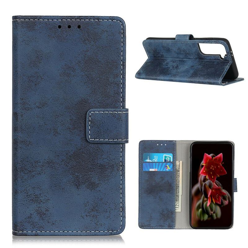 Capa Folio Para Samsung Galaxy S21 5G Couro Falso Vintage