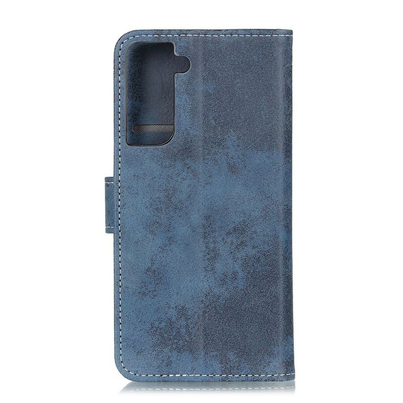 Capa Folio Para Samsung Galaxy S21 5G Couro Falso Vintage