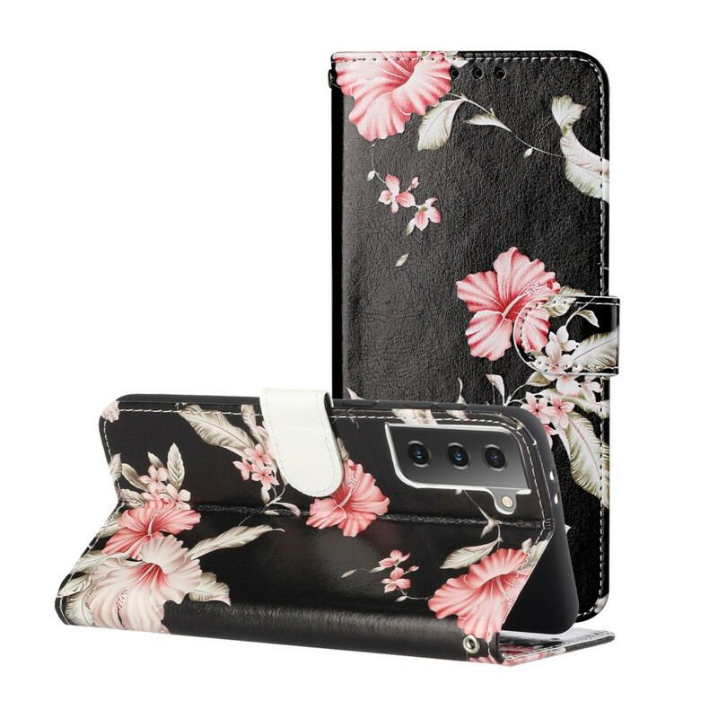 Capa Folio Para Samsung Galaxy S21 5G Flores Loucas