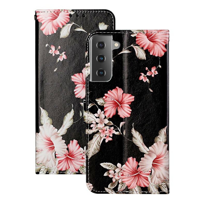 Capa Folio Para Samsung Galaxy S21 5G Flores Loucas