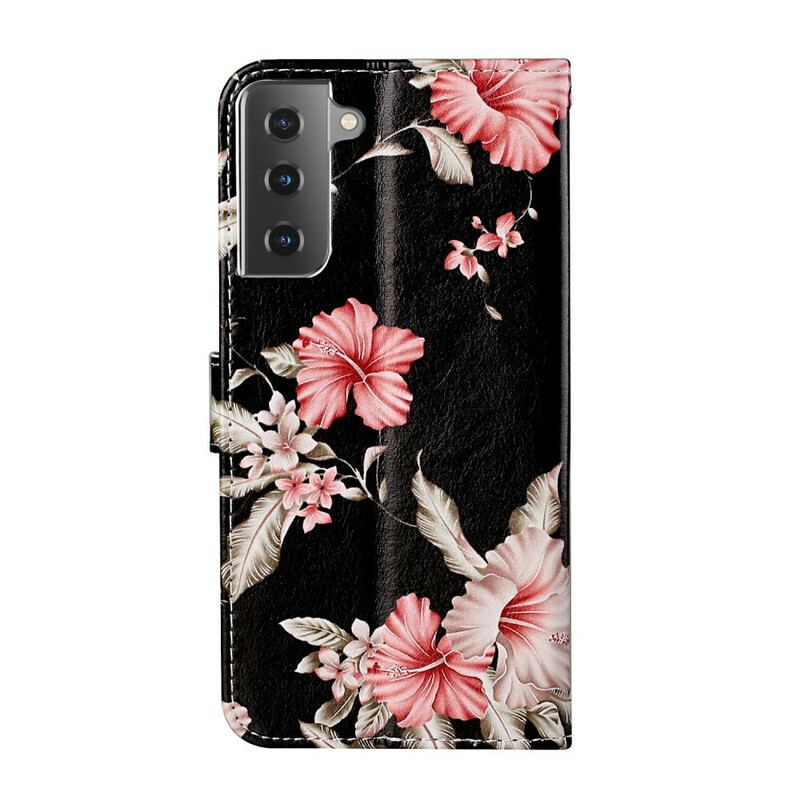 Capa Folio Para Samsung Galaxy S21 5G Flores Loucas