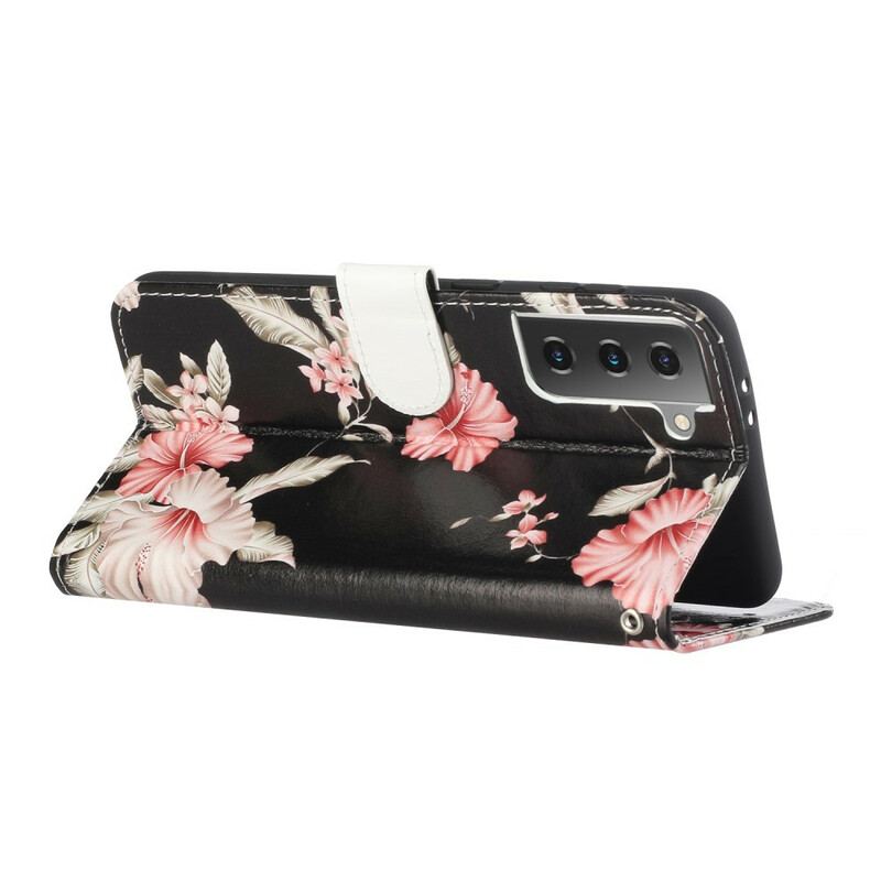 Capa Folio Para Samsung Galaxy S21 5G Flores Loucas