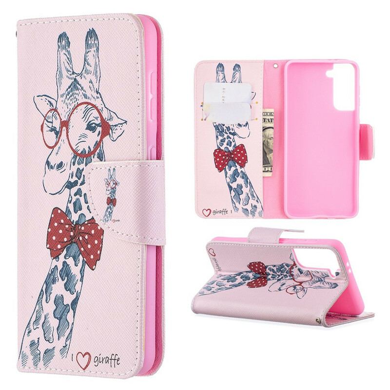 Capa Folio Para Samsung Galaxy S21 5G Girafa Inteligente