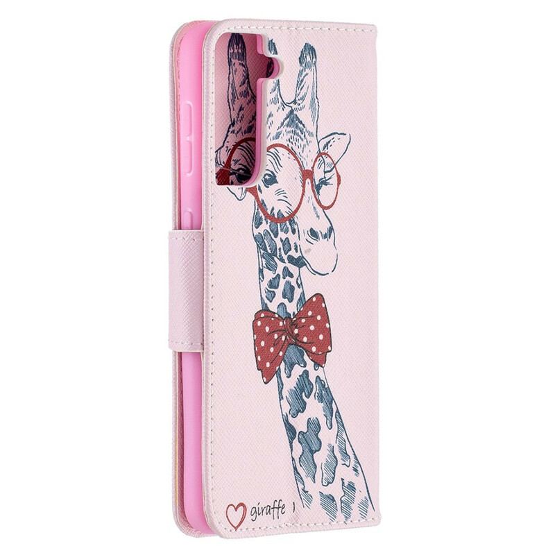 Capa Folio Para Samsung Galaxy S21 5G Girafa Inteligente