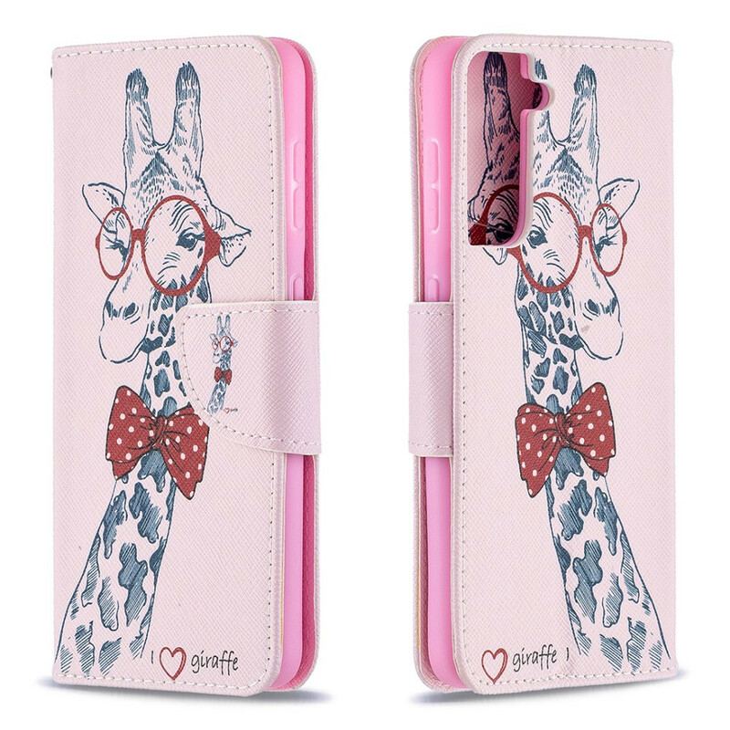 Capa Folio Para Samsung Galaxy S21 5G Girafa Inteligente