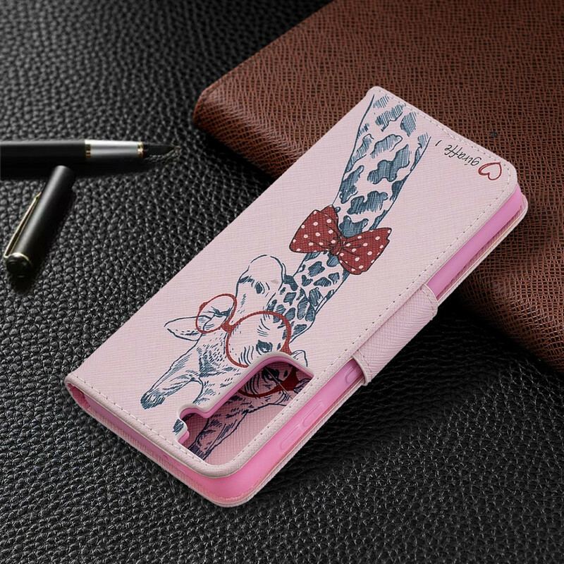 Capa Folio Para Samsung Galaxy S21 5G Girafa Inteligente