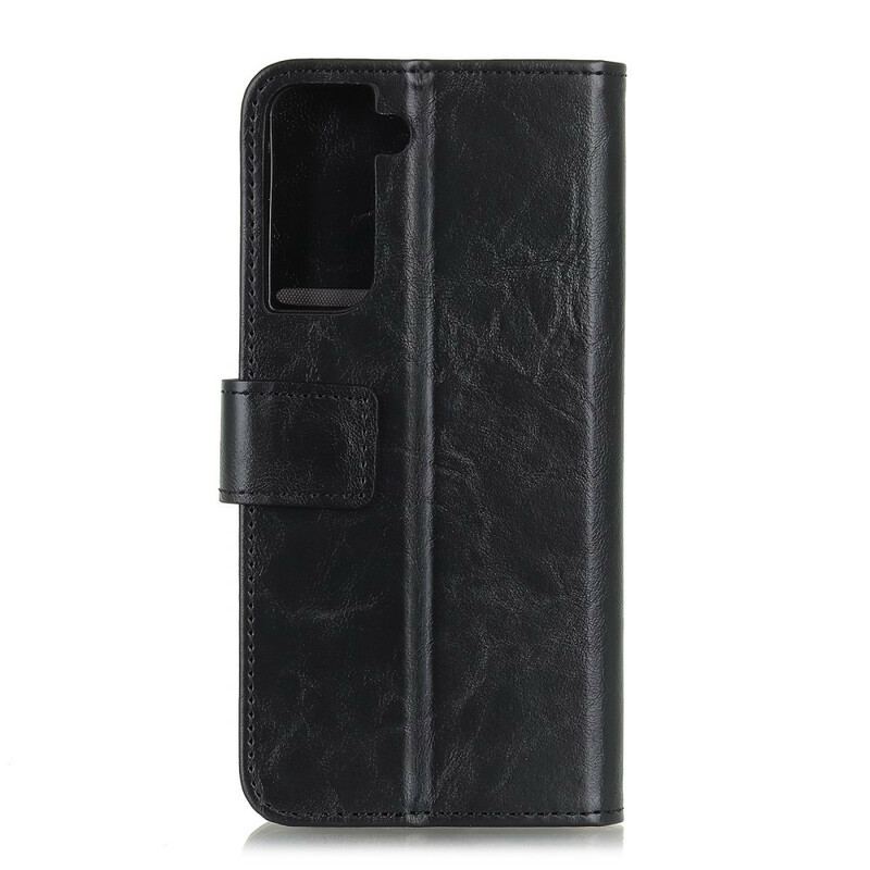 Capa Folio Para Samsung Galaxy S21 5G Khazneh Elegância Estilo Couro