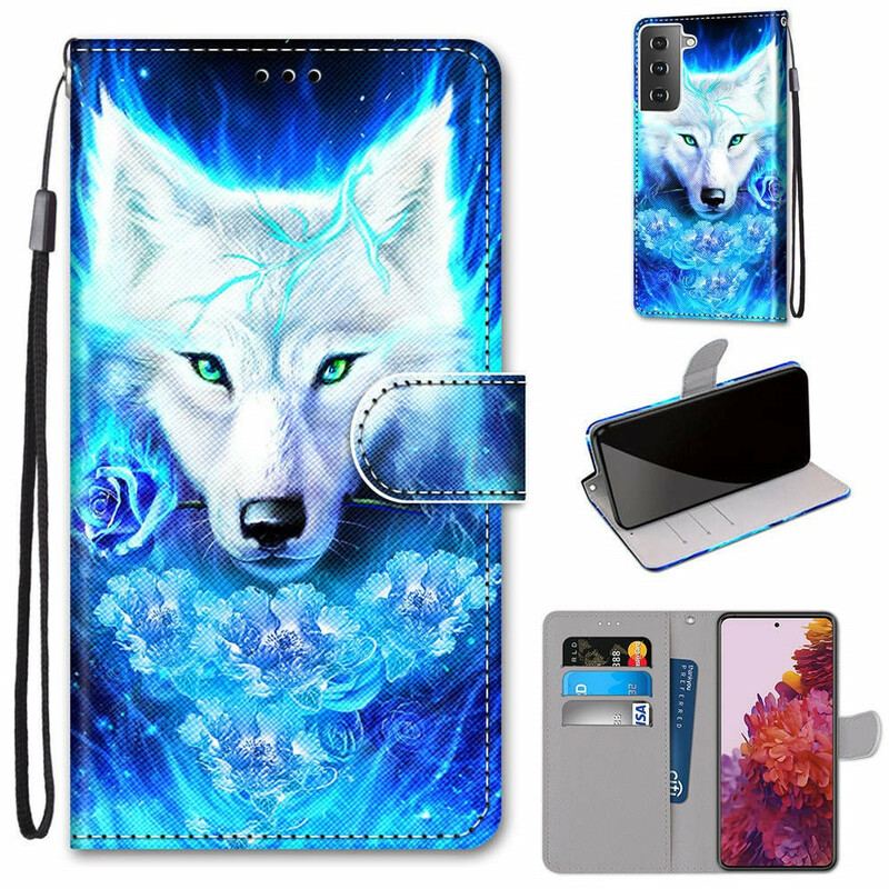 Capa Folio Para Samsung Galaxy S21 5G Lobo Mágico