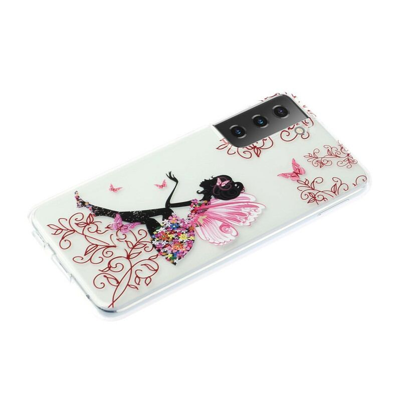 Capa Para Samsung Galaxy S21 5G Fada Das Flores Transparentes