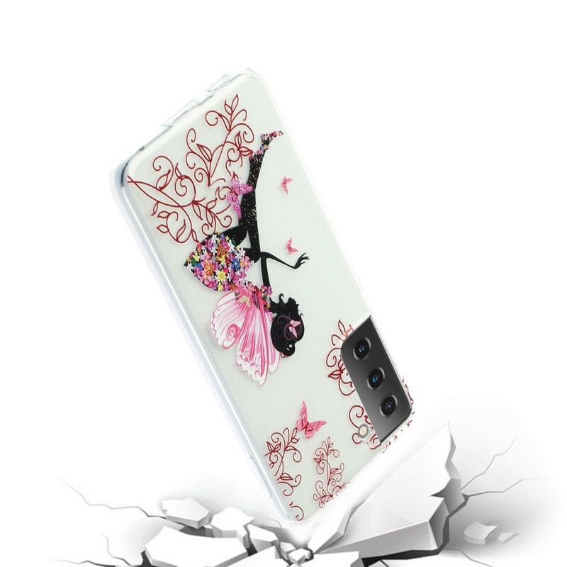 Capa Para Samsung Galaxy S21 5G Fada Das Flores Transparentes