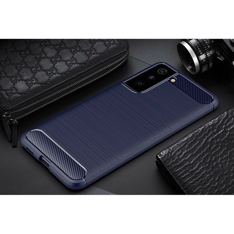 Capa Para Samsung Galaxy S21 5G Fibra De Carbono Escovada