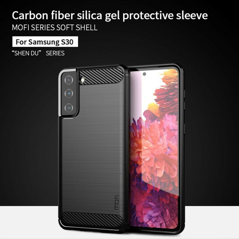 Capa Para Samsung Galaxy S21 5G Fibra De Carbono Escovada Mofi