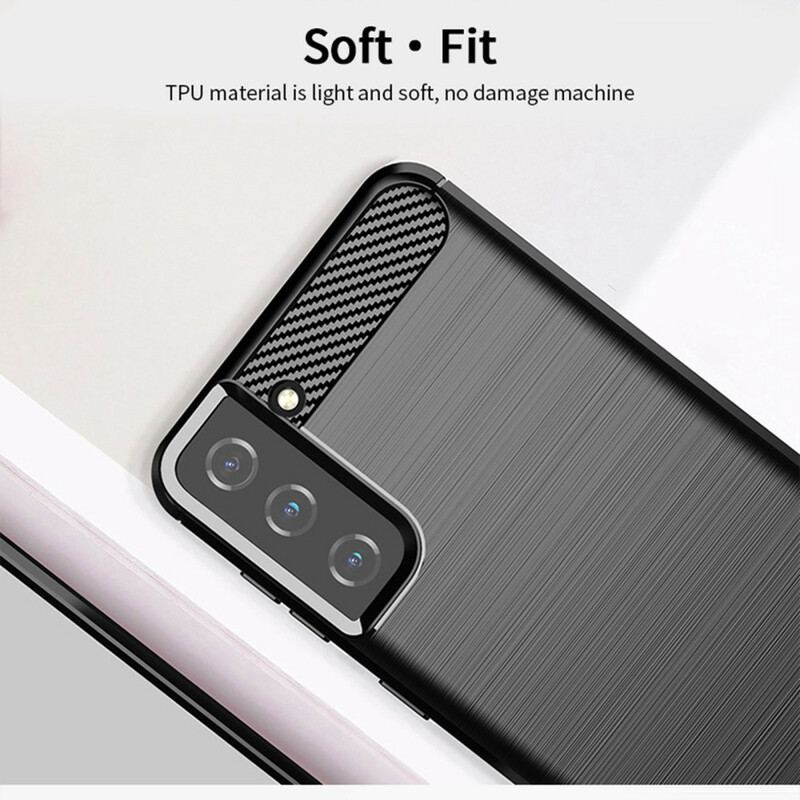 Capa Para Samsung Galaxy S21 5G Fibra De Carbono Escovada Mofi