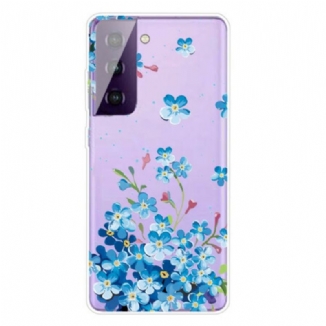 Capa Para Samsung Galaxy S21 5G Flores Azuis