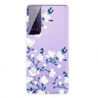 Capa Para Samsung Galaxy S21 5G Flores Brancas