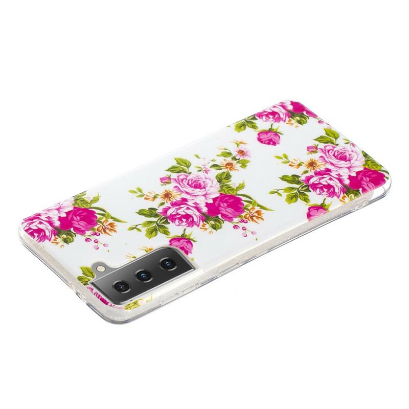 Capa Para Samsung Galaxy S21 5G Flores Da Liberdade Fluorescentes