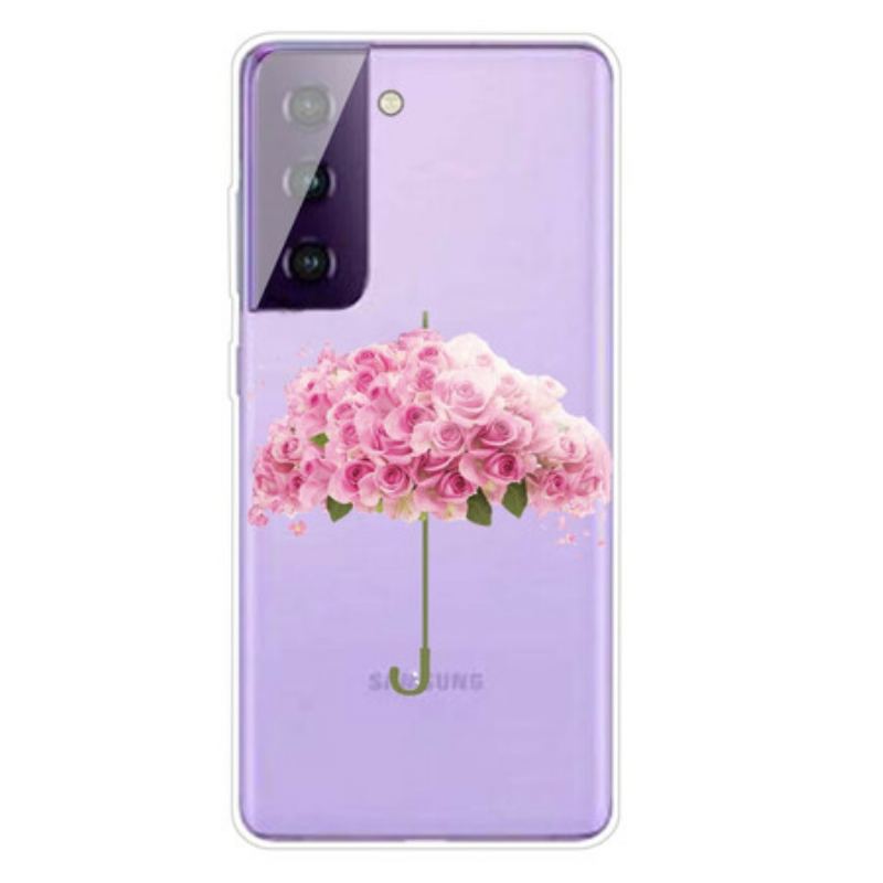 Capa Para Samsung Galaxy S21 5G Guarda-chuva Em Rosas