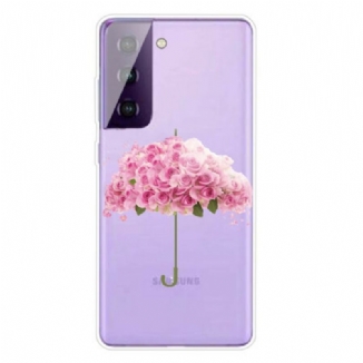 Capa Para Samsung Galaxy S21 5G Guarda-chuva Em Rosas