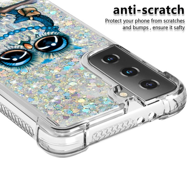 Capa Para Samsung Galaxy S21 5G Lantejoulas Miss Coruja