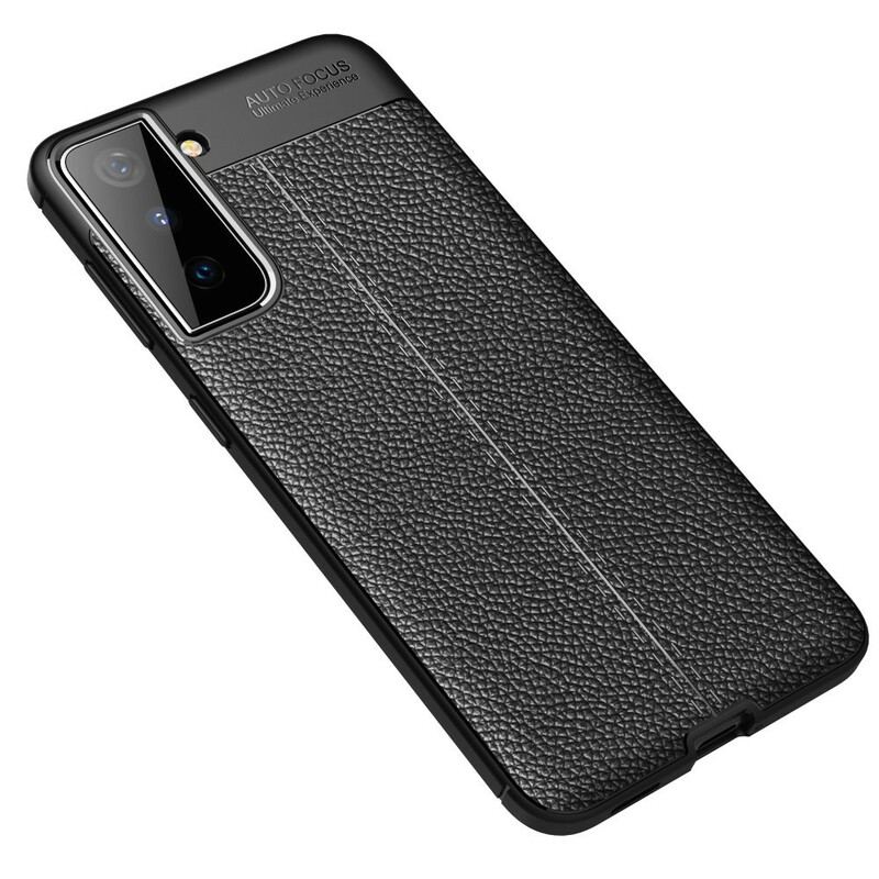 Capa Para Samsung Galaxy S21 5G Linha Dupla Efeito Couro Litchi