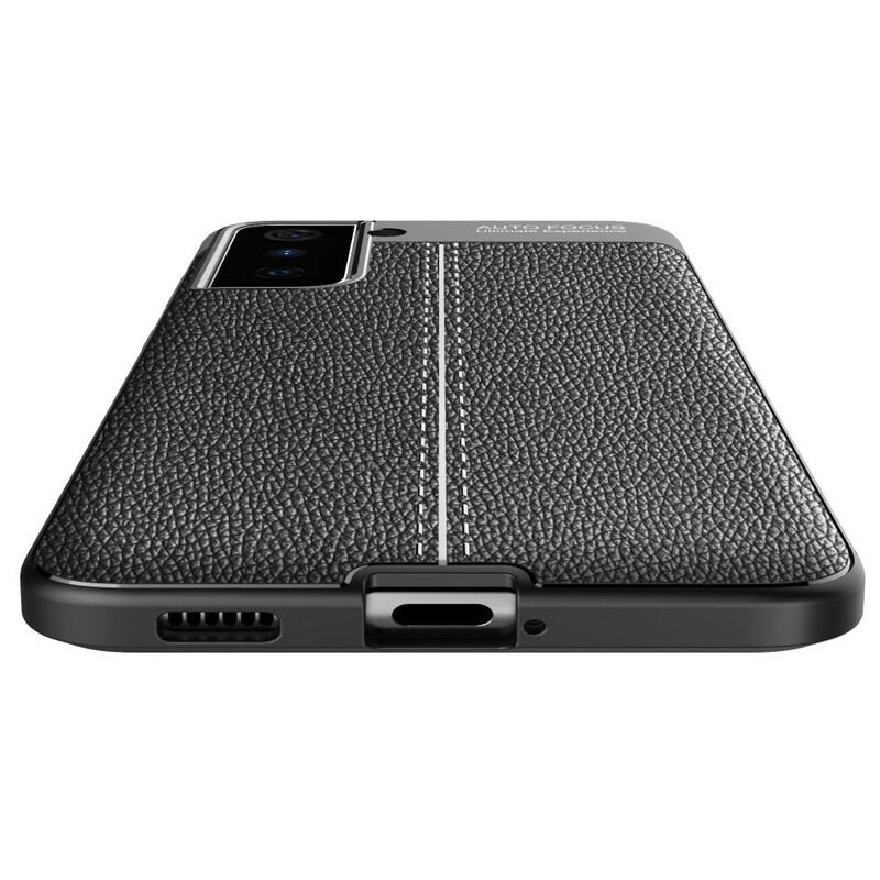 Capa Para Samsung Galaxy S21 5G Linha Dupla Efeito Couro Litchi