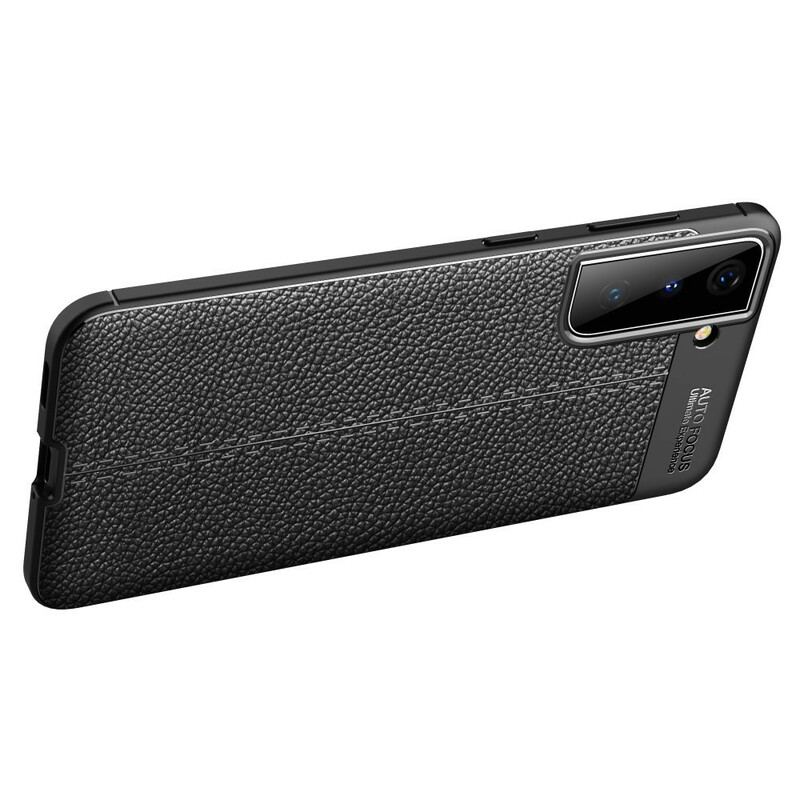 Capa Para Samsung Galaxy S21 5G Linha Dupla Efeito Couro Litchi