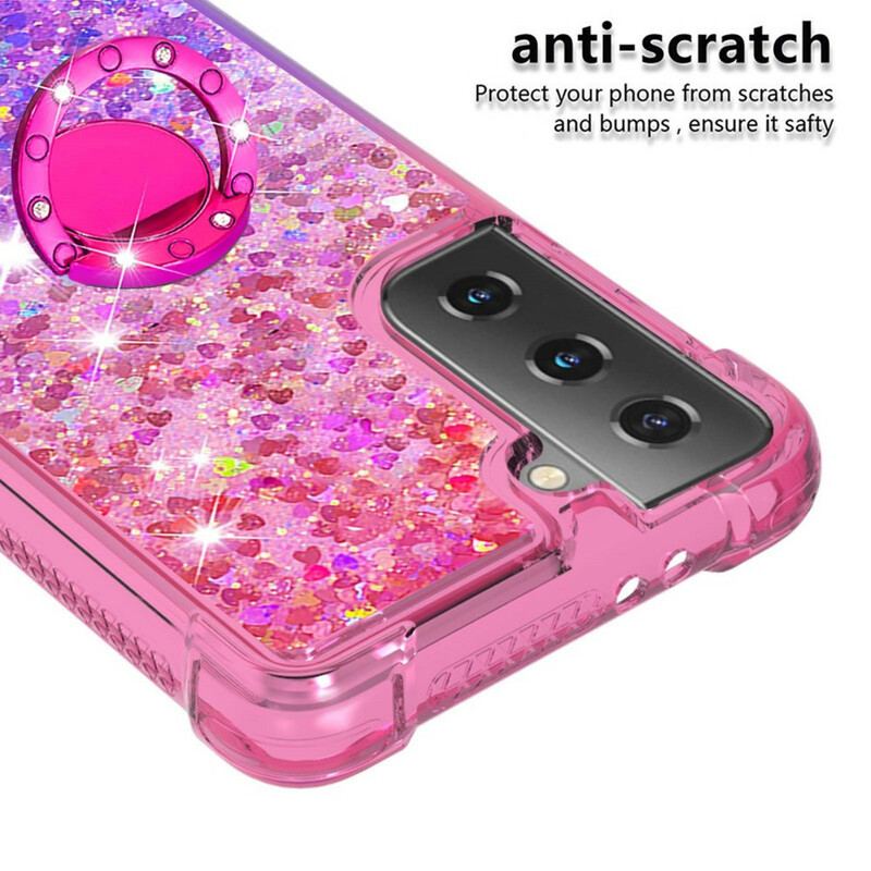 Capa Para Samsung Galaxy S21 5G Suporte De Anel Glitter