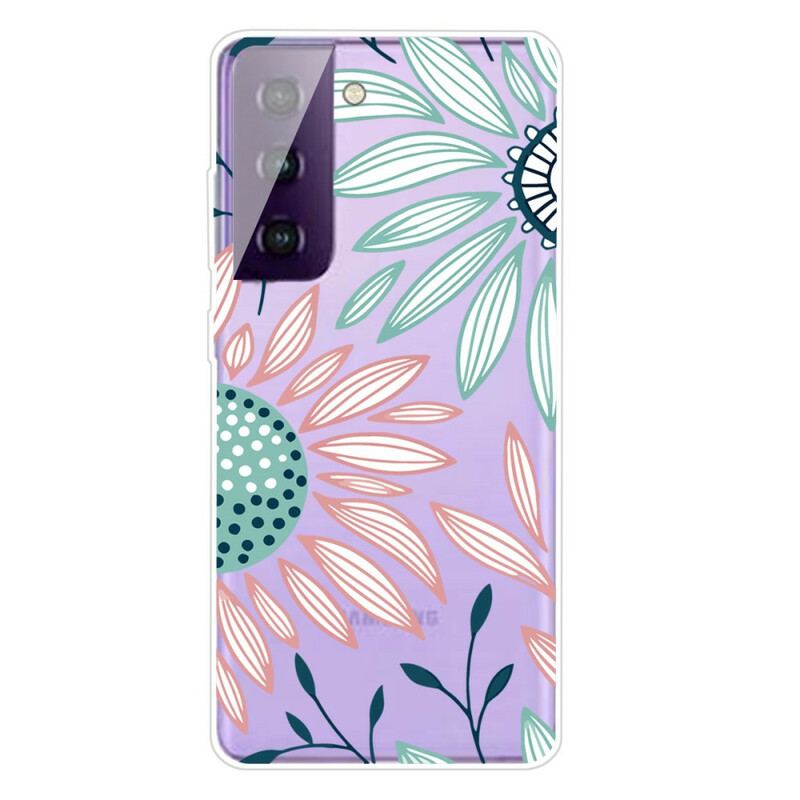 Capa Para Samsung Galaxy S21 5G Uma Flor Transparente