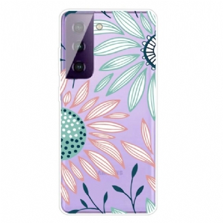 Capa Para Samsung Galaxy S21 5G Uma Flor Transparente