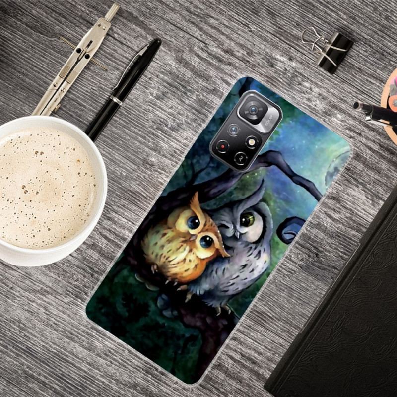 Capa De Celular Para Poco M4 Pro 5G Corujas Pintando