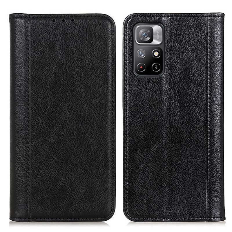 Capa De Celular Para Poco M4 Pro 5G Flip Couro Litchi Elegance Dividido