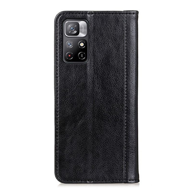 Capa De Celular Para Poco M4 Pro 5G Flip Couro Litchi Elegance Dividido